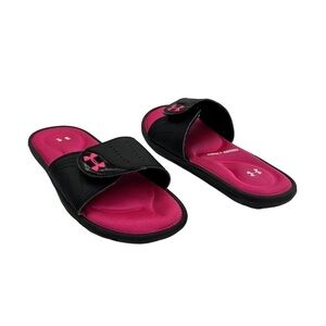 Under Armour Black Pink Surge Ignite IX Memory Foam Slides Size 3 Y Girl's